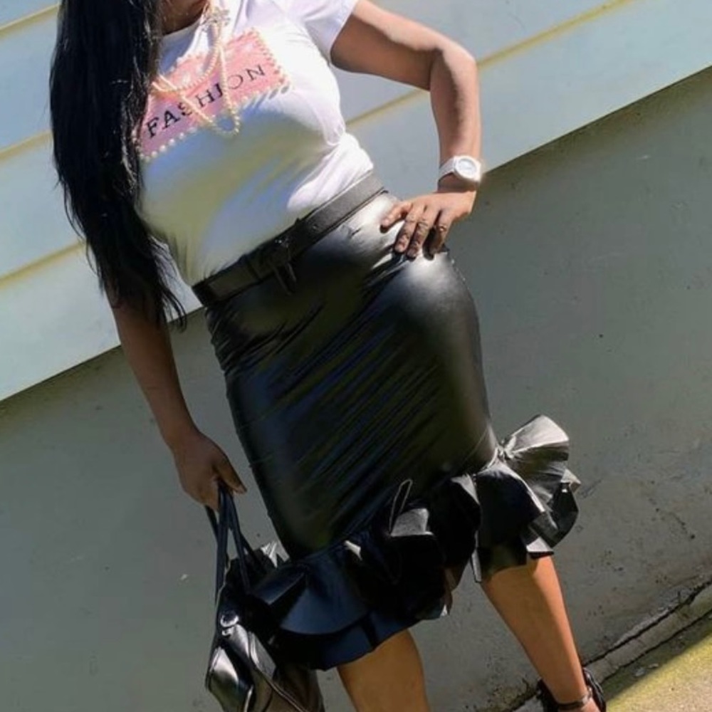 Black Pu skirt